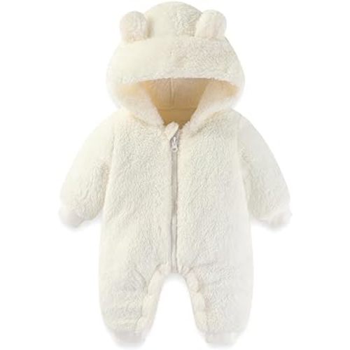 UVIPC Baby Newborn Bear Fleece Snowsuit Winter Coat Warm Hooded Jumpsuit for Baby boy girl