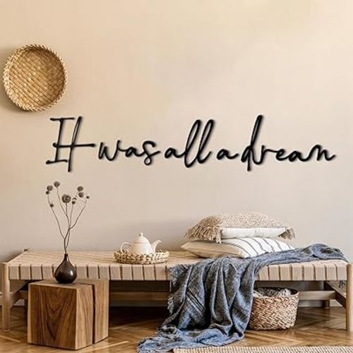 Metal Word Black Wall Letters Sign Decor It was All a Dream, Metal Wall Decor,for Home Indoor Outdoor Bedroom Living Room Bathroom and Office