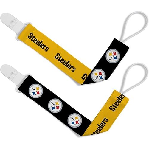BabyFanatic Officially Licensed Unisex Pacifier Clip 2-Pack - NFL Pittsburgh Steelers - Officially Licensed Baby Apparel