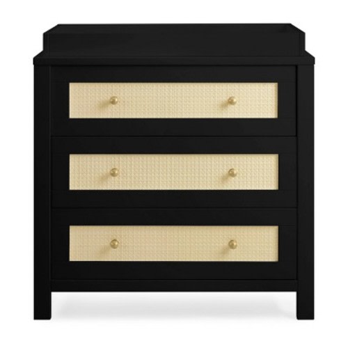 Simmons Kids' Theo 3 Drawer Dresser with Changing Top - Greenguard Gold Certified, Color: Black/Textured Almond