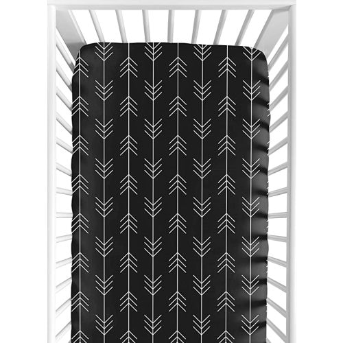 Black and White Woodland Arrow Baby or Toddler Fitted Crib Sheet for Rustic Patch Collection by Sweet Jojo Designs