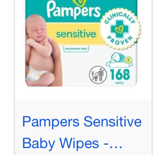 Pampers Baby Wipes Sensitive, Water Based Wipes, Hypoallergenic and Unscented for Babies, 588 Wipes Total (7 Refill Packs)