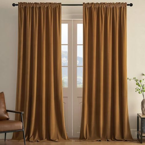 Joydeco Green Velvet Curtains 96 inch Length 2 Panels, Luxury Blackout Rod Pocket Thermal Insulated Window Curtains, Super Soft Room Darkening Drapes for Living Room Bedroom,W52 x L96 inches