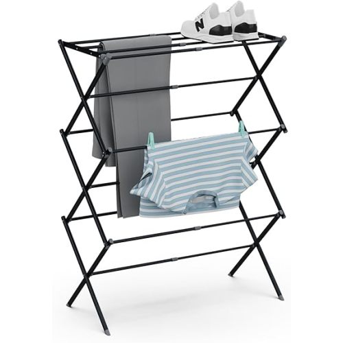 Drying Rack for Laundry, Foldable Clothes Drying Rack, Small Collapsible Dry Rack for Clothes, Use for Indoor & Outdoor Drying Clothes, Black 40"x29"x14.5"