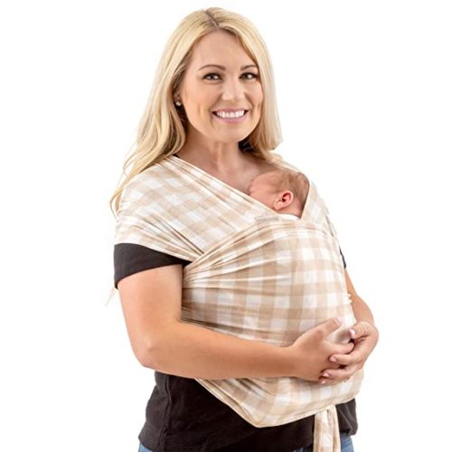 WeeSprout Baby Wrap Carrier - Perfect Baby Carrier Wrap Sling for Newborn and Infant, Enhances Baby Bonding, Soft and Breathable, Ideal for Babywearing - Gingham Sand