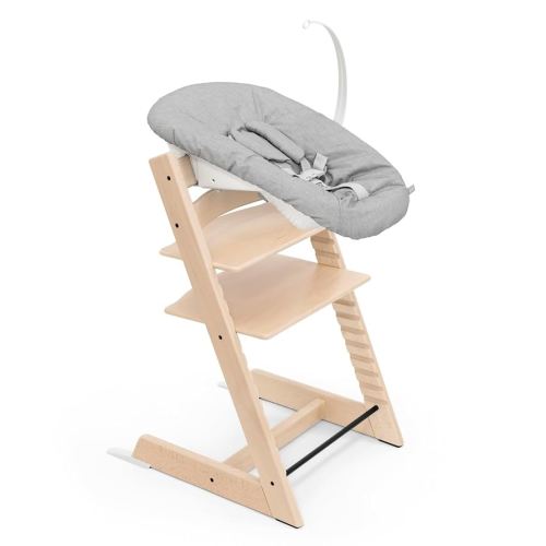 Tripp Trapp Chair from Stokke (Natural) + Tripp Trapp Newborn Set (Grey) - Cozy, Safe & Simple to Use - For Newborns Up to 20 lbs