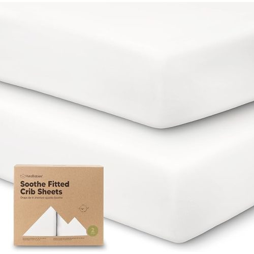 2-Pack Organic Crib Sheets for Boys, Girls - Jersey Fitted Crib Sheet, Baby Crib Sheets Neutral, Crib Mattress Sheet, Cotton Crib Sheets, Breathable Crib Sheet, Baby Mattress Sheets (Soft White)