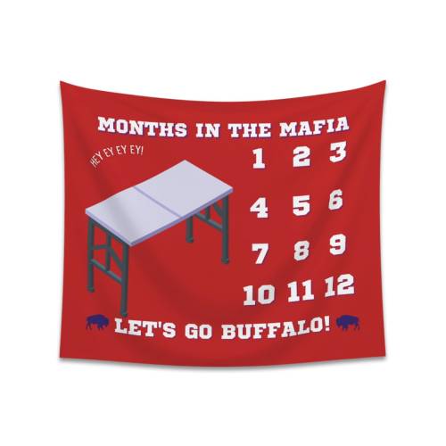 Monthly Milestone Tapestry Baby Blanket- Bills Mafia Months in the Mafia Smashing Tables Buffalo Baby Shower Gift