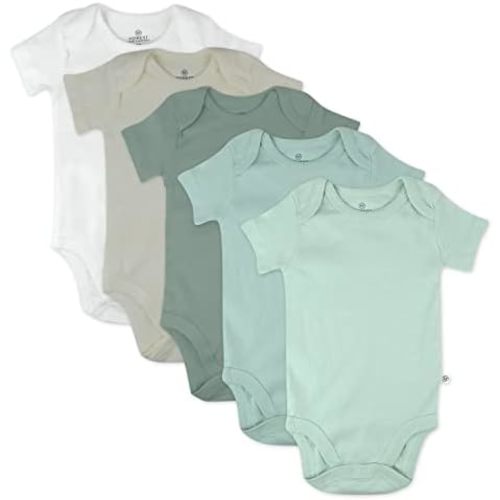 HonestBaby 5-pack Short Sleeve Bodysuits One-piece 100% Organic Cotton for Infant Baby Boys