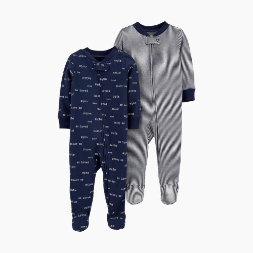 Carter's Zipper Footie with Snap (2 Pack) - Navy, 6M