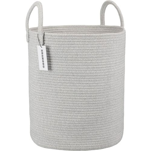 Cotton Rope Laundry Basket Hamper for Girls Kids Baby Nursery Hamper Bin Woven Storage Basket for Living Room Girls room Boho Tall Rope Baskets for Blanket Toys Large