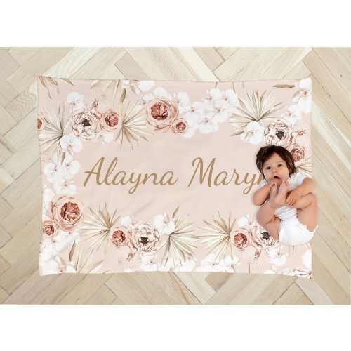 FLORAL GARDEN Baby Girl Crib Sheet Personalized Crib Bedding Set Nursery Boho Floral Custom Baby Name Blanket Baby Shower Gift Milestone