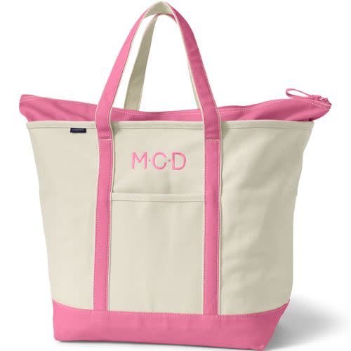 Medium Natural 5 Pocket Open Top Canvas Tote Bag | Lands' End