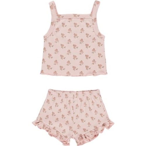 Evie Rose Print Cotton Jersey Tank Top & Shorts Set, 0-3M