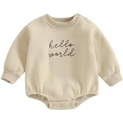 Newborn Baby Boy Girls Oversized Sweatshirt Romper Long Sleeve Little Dude Sweater Top Embroidery Clothes