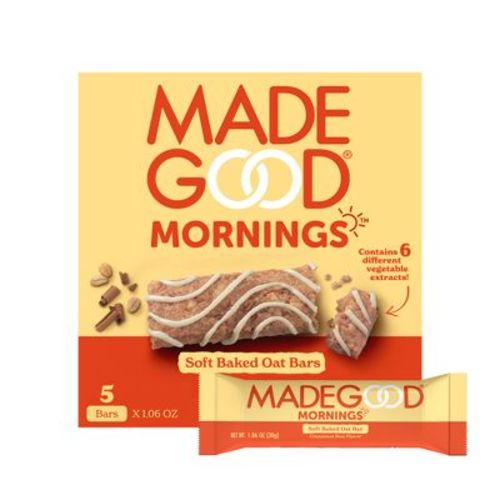 MadeGood Mornings Cinnamon Bun Soft Baked Oat Bars - 5.3oz/5ct