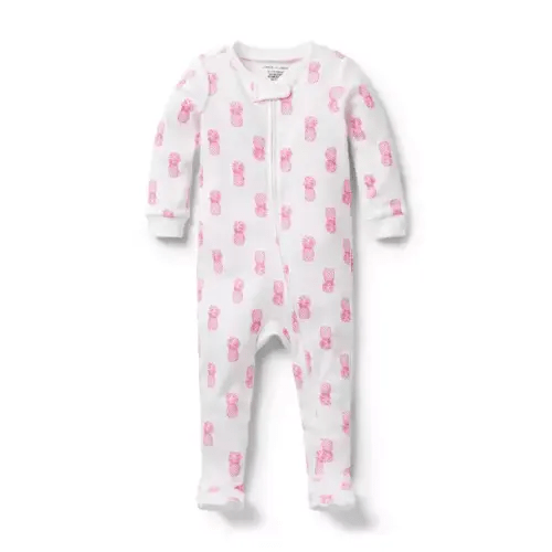 Baby White Pineapple Baby Good Night Footed Pajama In Pineapple by Janie and Jack