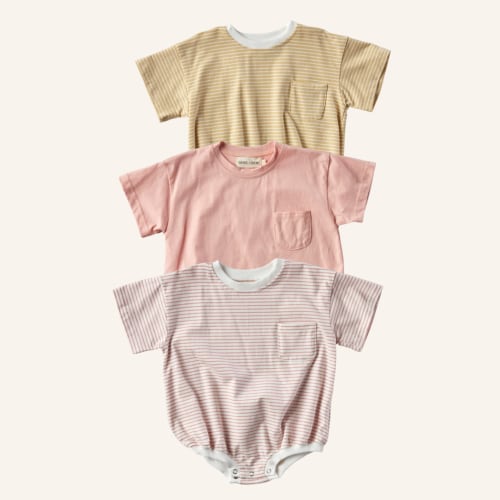 Cory Pocket Romper Bundle - Pink + Yellow