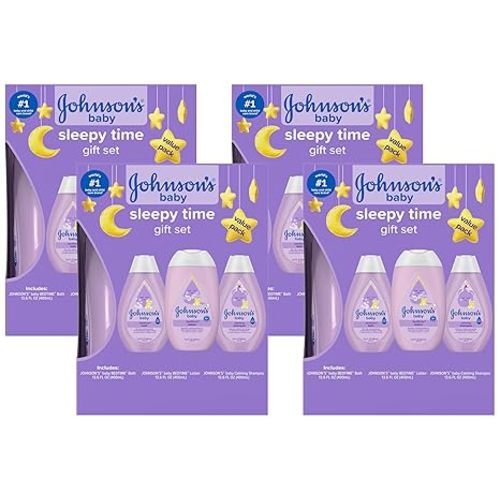 Johnson's Baby Sleepy Time Gift Set with Calming Bedtime Bath, Bedtime Lotion & Calming Shampoo, Baby Bedtime Essentials with Relaxing NaturalCalm Aromas, Hypoallergenic, 3 Items