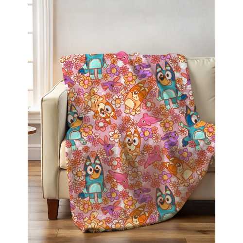 Flowers and Lighting Bolts -Velveteen Plush Blanket