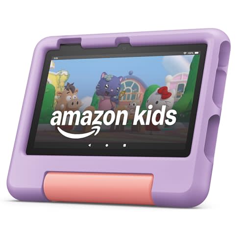 Amazon Fire 7 Kids tablet (newest model) ages 3-7. Top-selling 7" kids tablet on Amazon. Includes ad-free and exclusive content, easy parental controls, 10-hr battery, 32 GB, Purple