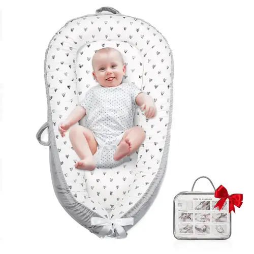 Baby Lounger,Portable Cosleeper, Polyester Cotton Infant Nest Cover, Comfortable Newborn Lounger, Ultra Baby Shower, Travel Baby Bed