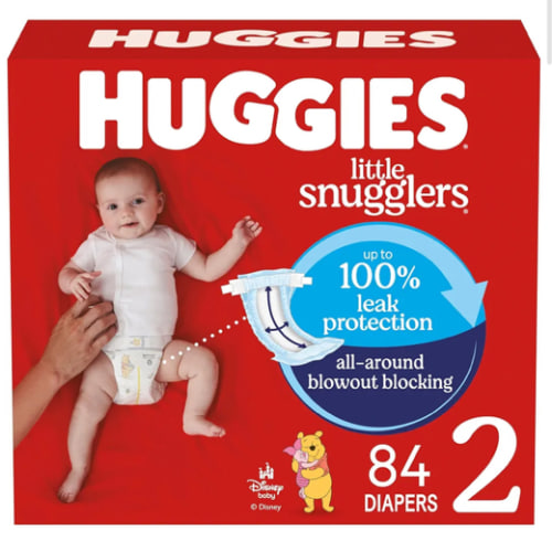 Huggies Size 2 Diapers, Little Snugglers Baby Diapers, Size 2 (12-18 lbs), 84 Count, Packaging May Vary