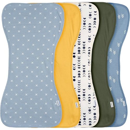Gerber Baby Unisex Burp Cloths 5-Pack, Blue Gold, Size 10.5" x 21"