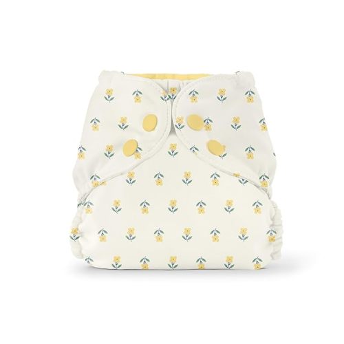 Esembly Cloth Diaper Cover - Reusable Swim Diaper, Waterproof, Breathable - Adjustable Outer Layer Over Absorbent Inner for Blowout Protection - Buds, Size 1 (7-17 lbs)
