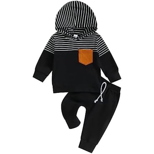 Infant Fall Baby Outfit Baby Boy Hoodies Hoody Sweatshirt Drawstring Pants Baby Boy Clothes Set