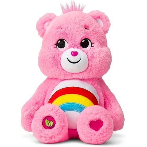 Care Bears 14" Cheer Bear Plushie - Medium Size - Pink Plushie for Ages 4+ – Perfect Stuffed Animal Holiday, Birthday Gift, Super Soft and Cuddly – Good For Girls and Boys, Employees, Collectors