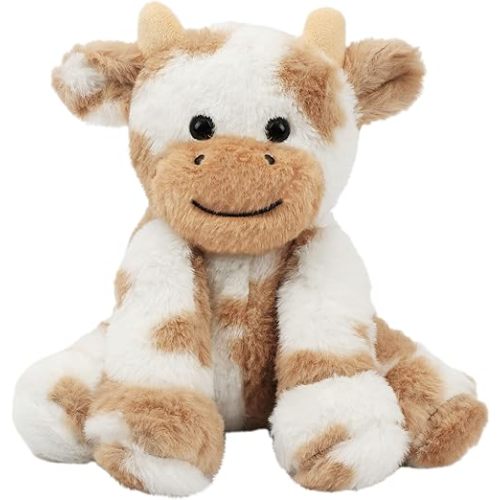 Hopearl Adorable Plush Cow Toy Floppy Dairy Cattle Soft Stuffed Animal Cute Birthday Gifts for Boys Girls Kids Toddlers, Light Brown, 9''