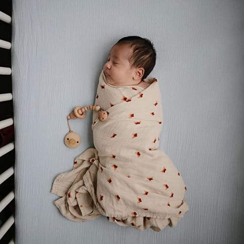 mushie Extra Soft Muslin Fitted Crib Sheet | 192 Thread Count | 28"x 52" (Baby Blue)