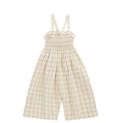 Organic Cotton Arabella Jumpsuit - Gingham Pale Khaki – Jamie Kay USA