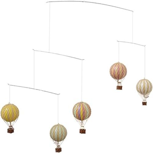 Authentic Models Hot Air Balloon Mobile | Gender Neutral Decor | Mobile for Ceiling | Nursery Mobile | Easy to Hang and Assemble (Pastel Rainbow)