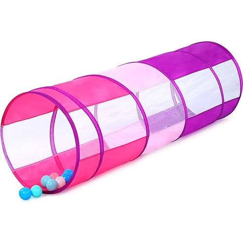 Moncoland Kids Play Tunnel Tent for Toddler, 6-ft Pop Up Crawl Toy Baby Children or Dog Cat with Breathable Mesh, Collapsible Gift Boy & Girl Indoor Outdoor Game(Colorful Mesh)