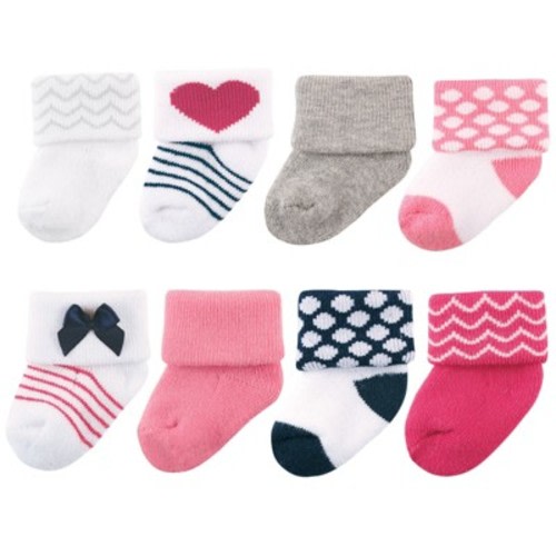 Luvable Friends Baby Girl Newborn and Baby Terry Socks, Bow, Size: 6-12 months