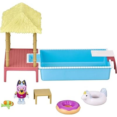 Bluey Pool Playset and Figure, 2.5-3 inch Articulated Figure and Accessories