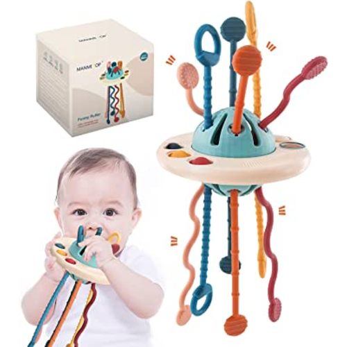 Montessori Toys for 1 Year Old,Travel Pull String Activity Toy for Babies 6-12 Months,Sensory Toys Fine Motor Skills Toys,Food Grade Silicone Fidget Infants Toys Gifts for Toddlers Boys Girls