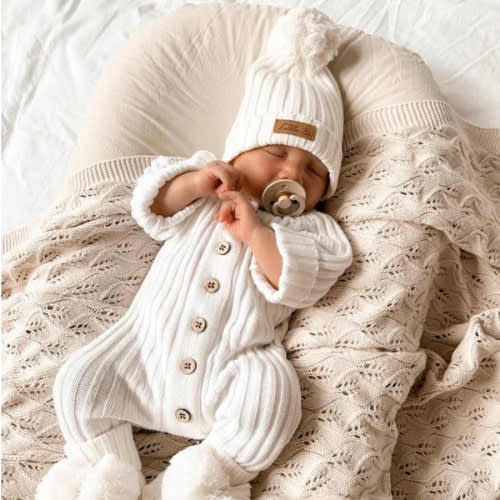 Little B's Chunky Rib Baby Jumpsuit - Milk