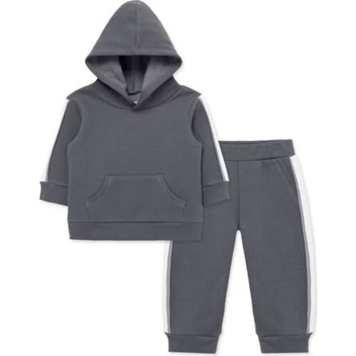 Grey Fleece Hoodie & Joggers Set, 12M