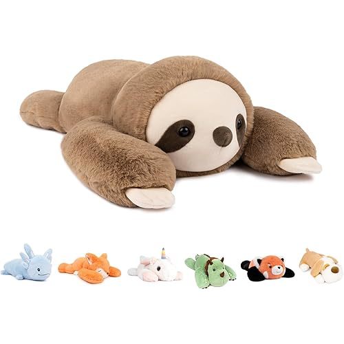 Niuniu Daddy 20" | 3.3 Pound Weighted Sloth Stuffed Animals for Adults & Kids & Baby, Large Brown Sloth Weighted Lap Animals Plush, Cute Weighted Stuffy Toy as Gift for Christmas Birthday Holidays