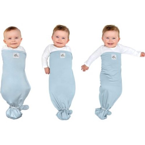 The Ollie Swaddle - Helps to reduce the Moro (startle) reflex - Made from a custom designed moisture-wicking material (Sky)