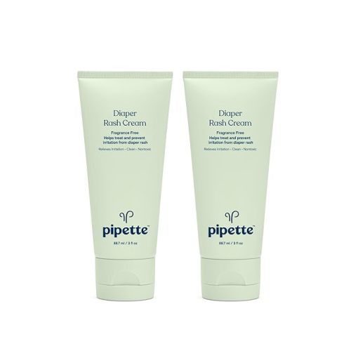 Pipette Diaper Rash Cream - Relieve & Prevent Diaper Rash with Non-Nano Zinc Oxide, Fragrance-Free Baby Butt Cream, Non-Toxic Daily Protective Balm, 3 fl oz (2 Pack)