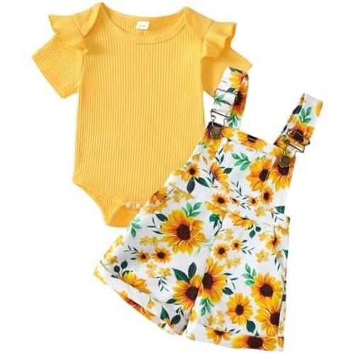 SUNNY PIGGY Baby Girl Clothes Summer Outfit Short Sleeve Overalls Suspender Infant Girls Short Set Shorts Clothing