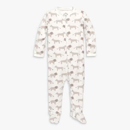 Baby organic animal friends zip footie - Sand lions / NB