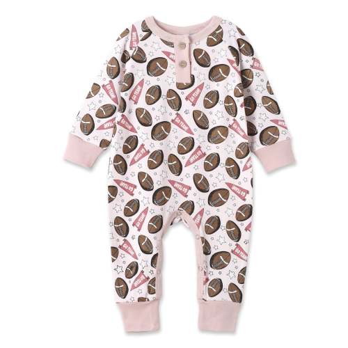 Football Girl's Bamboo Romper – August + Willow