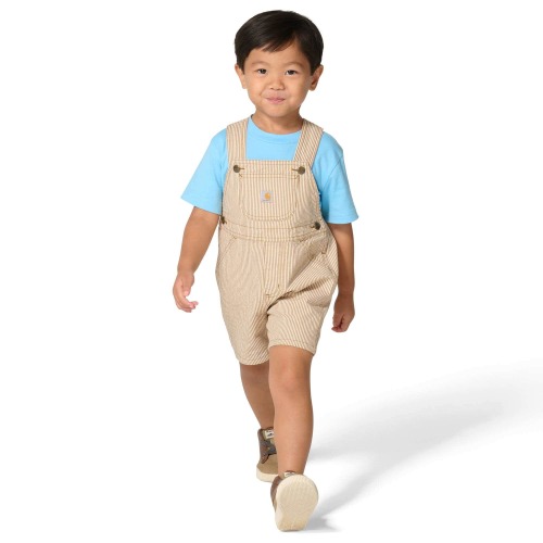 6M Boys' 2-Piece Short Sleeve T-shirt & Brown Stripe Shortall Set