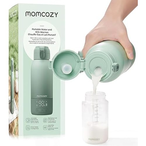 Momcozy Portable Bottle Warmer for Travel – Dual Heating Modes for Breast Milk & Water, Portable Milk Warmer with Fast Heating & Long Battery Life, 17 Ounces Large Capacity to Meet Your All-Day Needs