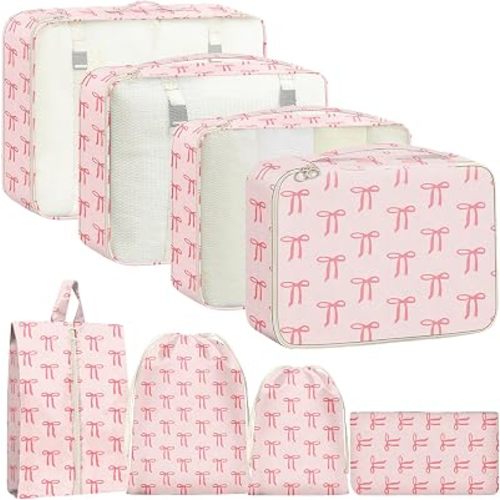 Juego de 8 cubos de embalaje para maletas de viaje, bolsas organizadoras de equipaje, juego de cubos de equipaje de viaje, accesorios esenciales de viaje, regalos para mujeres